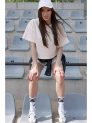 B294 Cropped sweatshirt with short sleeves - vanilla