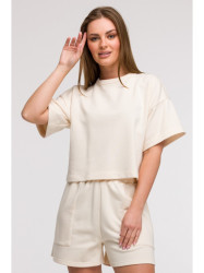 B294 Cropped sweatshirt with short sleeves - vanilla