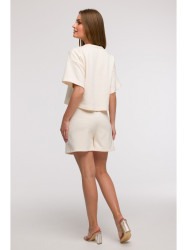 B294 Cropped sweatshirt with short sleeves - vanilla