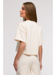B294 Cropped sweatshirt with short sleeves - vanilla