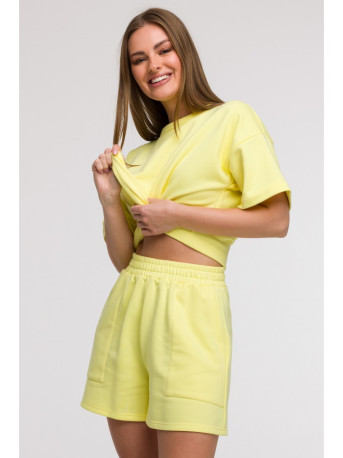 B295 Shorts with patch pockets - lemon
