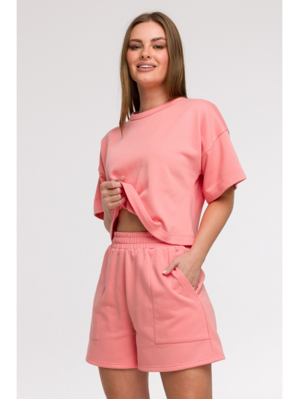 B295 Shorts with patch pockets - coral