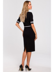 M461 Sheath dress with striped ribbed finishings - black