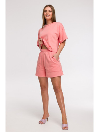 B295 Shorts with patch pockets - coral