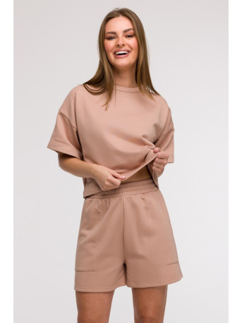 B295 Shorts with patch pockets - mocca