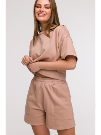 B295 Shorts with patch pockets - mocca