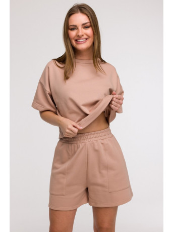 B295 Shorts with patch pockets - mocca