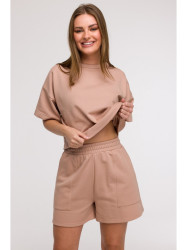 B295 Shorts with patch pockets - mocca