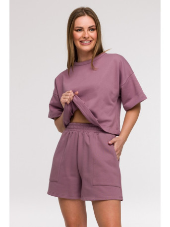 B295 Shorts with patch pockets - heather