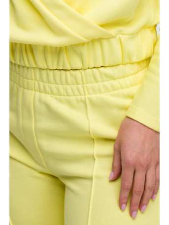 B296 Wide leg trousers with front seams - lemon