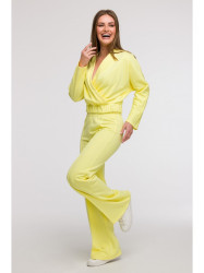 B296 Wide leg trousers with front seams - lemon