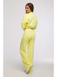 B296 Wide leg trousers with front seams - lemon