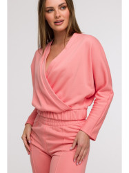 B296 Wide leg trousers with front seams - coral