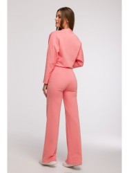 B296 Wide leg trousers with front seams - coral