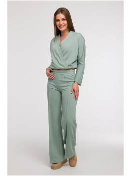 B296 Wide leg trousers with front seams - mint