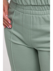 B296 Plačios kelnės su priekinėmis siūlėmis - mėtų spalvos