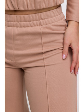 B296 Wide leg trousers with front seams - mocca
