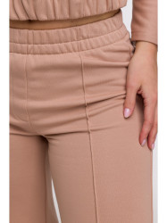 B296 Wide leg trousers with front seams - mocca