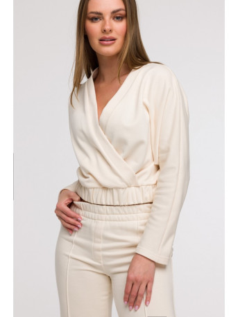 B296 Wide leg trousers with front seams - vanilla