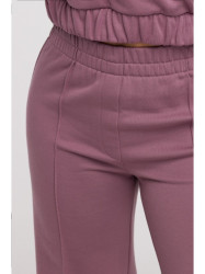 B296 Wide leg trousers with front seams - heather