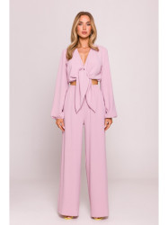 M861 Tie front crop top - crepe pink