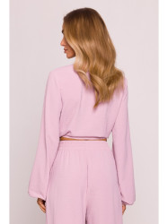 M861 Tie front crop top - crepe pink