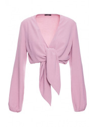 M861 Tie front crop top - crepe pink