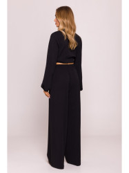 M861 Tie front crop top - black