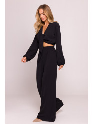 M861 Tie front crop top - black