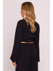 M861 Tie front crop top - black