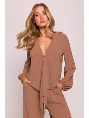 M861 Tie front crop top - chocolate