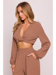 M861 Tie front crop top - chocolate