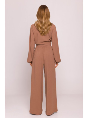 M861 Tie front crop top - chocolate