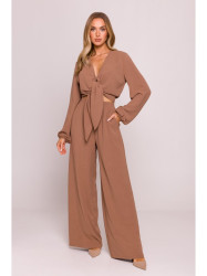 M861 Tie front crop top - chocolate