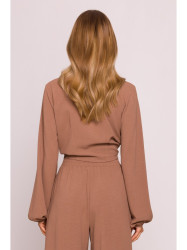 M861 Tie front crop top - chocolate