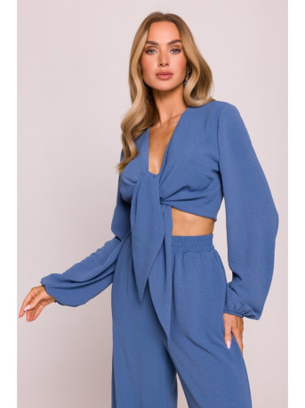 M861 Tie front crop top - jeans