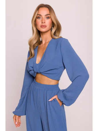 M861 Tie front crop top - jeans