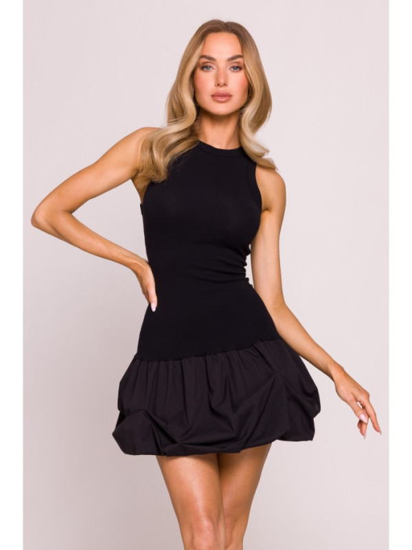 M863 Bubble hem racer dress - black