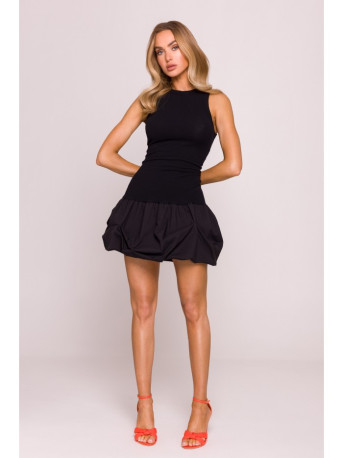 M863 Bubble hem racer dress - black