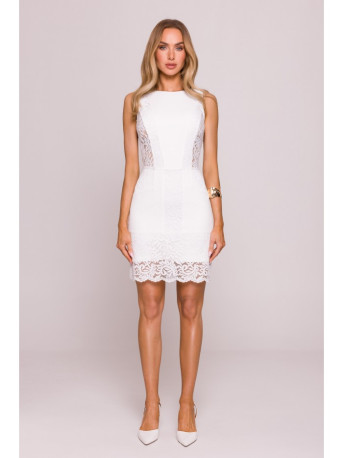 M864 Mini dress with lace panels - ecru