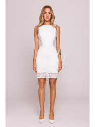 M864 Mini dress with lace panels - ecru