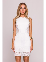 M864 Mini dress with lace panels - ecru