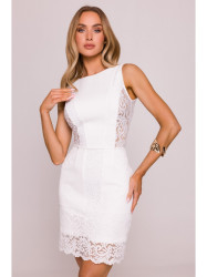 M864 Mini dress with lace panels - ecru