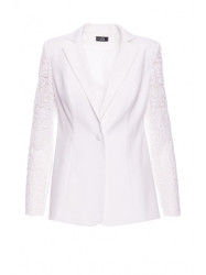 M865 Lace panels single button blazer - ecru