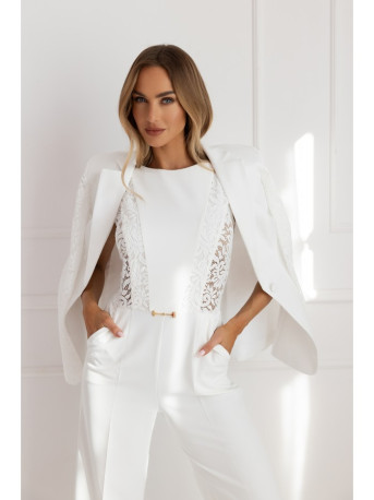 M866 Lace panels jumpsuit - ecru