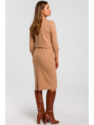 S194 Knit dress with V-neck - cappuccino