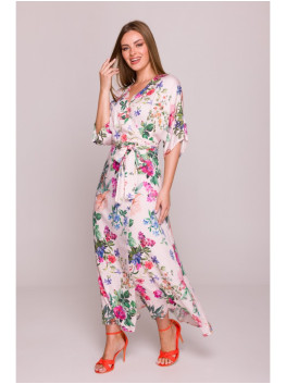 S405 Wrap maxi dress with print - model 1