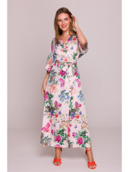 S405 Wrap maxi dress with print - model 1