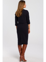 S194 Knit dress with V-neck - deepblue