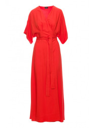 S406 Viscose maxi dress wrap design - coral